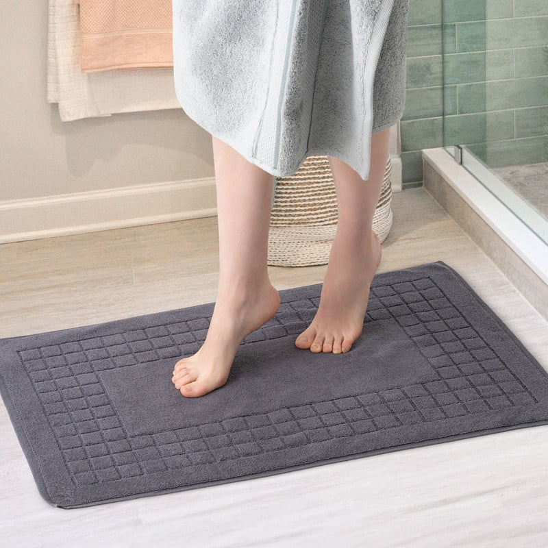 Evimpex Bath Mats, 20 x 36 Inches, 2pcs/set, 100% Ring Spun Cotton - Highly Absorbent, Quick-Dry, Soft, and Machine Washable Shower Bathroom Floor Mat for Home Use