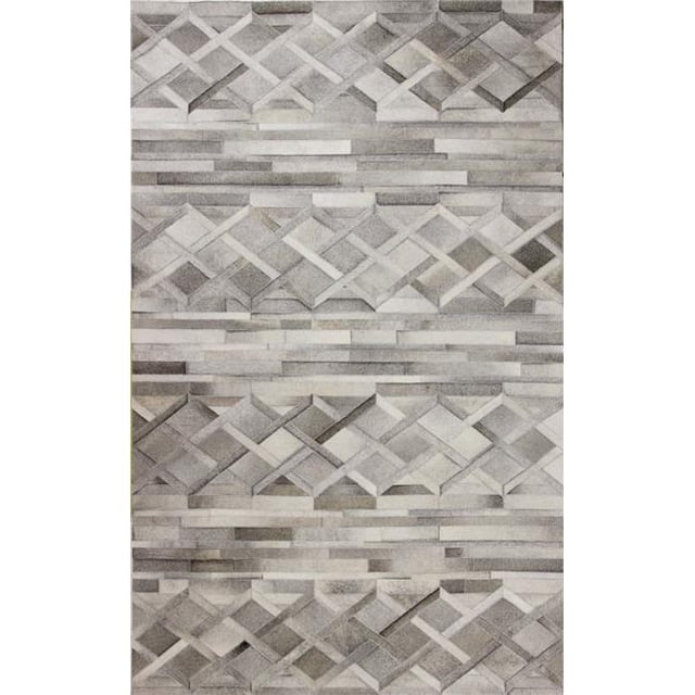 Bashian H112-GY-5X8-H36 5 x 8 ft. Santa Fe Collection Contemporary Leather Hand Stitched Area Rug, Grey