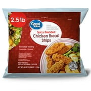 Great Value Spicy Breaded Chicken Breast Strips, 13g Protein per 4oz Serving, 40 oz (Frozen)