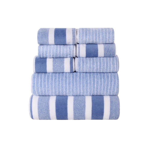 Face Towels for Washing Face Velvet Wide Stripe Set 4 Towels 2 Bath Towels 2 Washcloths Super Absorbent Bath Towels
