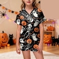 thumbnail image 2 of NIEWTR Kids 2 Piece Outfits Girls Cute Halloween Pajamas Button Down Short Sleeve Shirt Shorts Pjs Cute Everyday Sleepwear, 2 of 5
