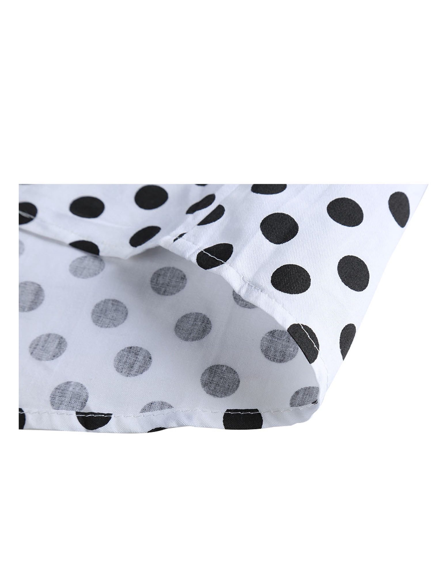 Unique Bargains Men's Long Sleeve Button Slim Polka Dots Shirt 42 White