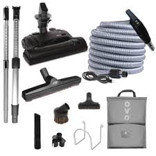 OVO Central Vac Accessory Kit, With 35ft Dual Voltage ON/OFF Switch Control Hose, For All surfaces