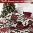 thumbnail image 3 of Studyset Black Red Christmas Quilt Set Queen Size, Reversible Printed 3 Pieces Quilts Coverlet Bed Set Holiday Decorative Bedding, Soft Microfiber Fabric, 1 Quilt and 2 Pillow Shams, 3 of 9