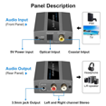 thumbnail image 3 of 2X Optical to RCA Converter Audio Converter Digital to Analog Audio Coaxial to RCA Adapter 3.5mm AUX with Optical Cable,2 x Audio Converter 2 x Optical Cable,silver grey, 3 of 4