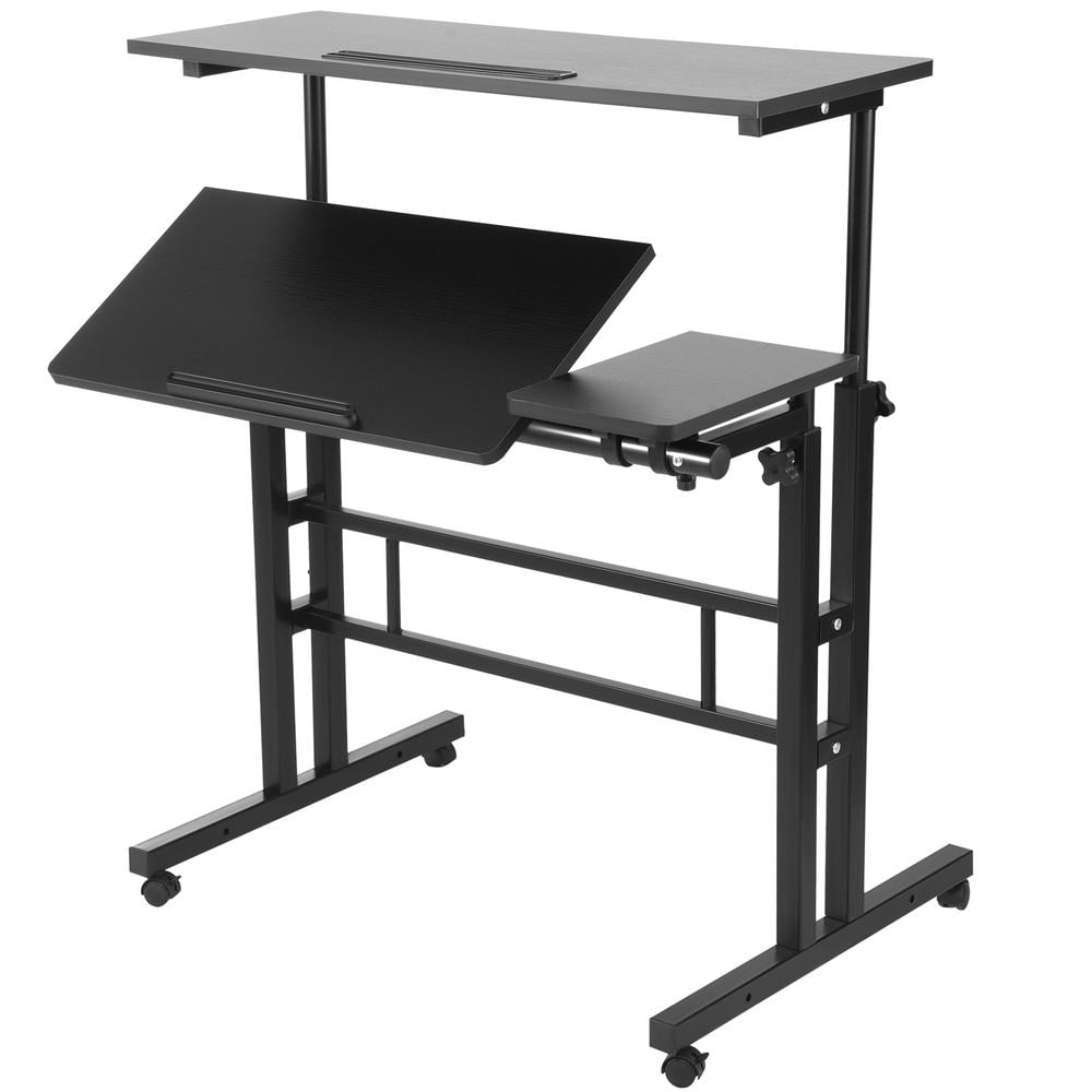 MINOCOOL Mobile Standing Desk Adjustable Computer Desk Rolling Laptop ... Portable Workstation On Wheels