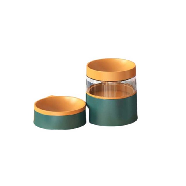 Greeniant Alimentador automático Universal para mascotas de gran capacidad, dispensador de alimentos con protección para el cuello, cuenco de agua, Suministros para gatos Amarillo verde Greeniant PT004464-01