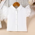 thumbnail image 6 of IFNWSV Girls 2 Piece Outfits Set Toddler Solid Color Lapel Lace Flutter Sleeve Top Casual with Irregular Skirt Pants Red 3-4 Years, 6 of 6