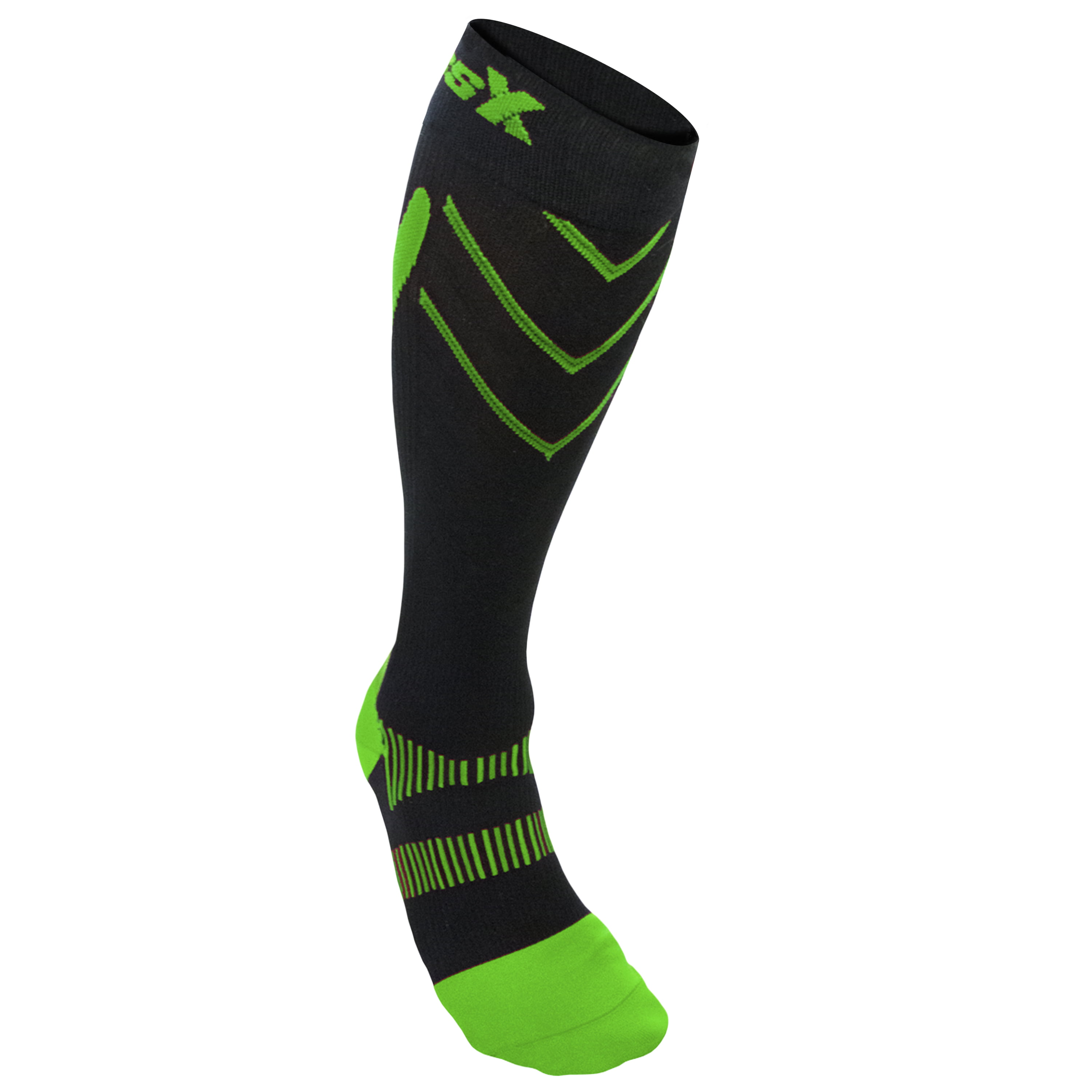 CSX Compression Socks, Sport Recovery Style, 15-20 mmHg, Green on Black ...