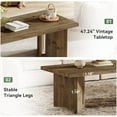thumbnail image 5 of Tribesigns Wood Coffee Table, 47-Inch Farmhouse Rectangle Center Table with Triangle Legs for Living Room, Brown, 5 of 7