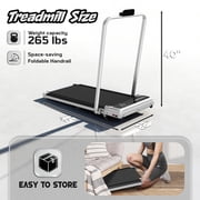 Yagud Walking Pad Treadmill with Handle Bar and Adjustable Incline, 3.8HP Portable Electric Treadmills with Wheels for Home, Home Treadmills with Incline, 0.5-3.8MPH, Silver