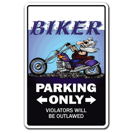 Biker Decal | Indoor/Outdoor | Funny Home Décor for Garages, Living Rooms, Bedroom, Offices | SignMission Motorcycle Chopper Hog Bike Gift Rider Decal Wall Plaque (Best Gifts For Motorcycle Riders)