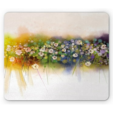 Flower Mouse Pad, Vogue Display Wisteria Violets Wreath Fragrant Plants Herbs Spring Season, Rectangle Non-Slip Rubber Mousepad, Multicolor, by Ambesonne