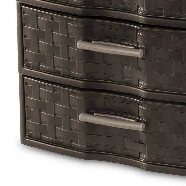Sterilite Medium Weave Craft Office Supplies 3 Drawer Storage Organizer (4  Pack)