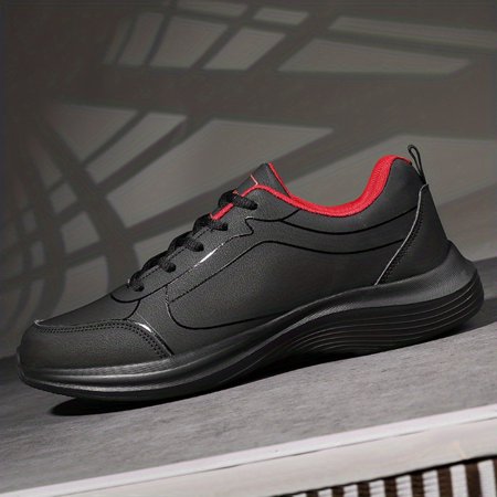 

JINZHOUSHCH Comfy Men‘s Lace Up Solid Leather Casual Shoes Non Slip Sneakers for Outdoor Activities in All Seasons.