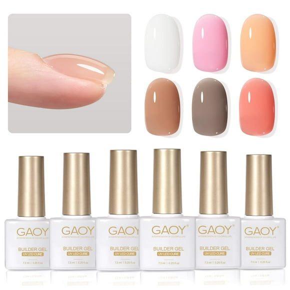 Set de gel constructor GAOY para uñas, 6 colores, 7,3 ml, Vivid Nude