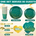 thumbnail image 2 of 560 Pcs Dark Green and Gold Party Supplies for 80 Guests Disposable Dinnerware Sets, 2 of 6