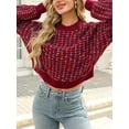 thumbnail image 2 of Cupshe Women's Knit Round neckline Dropped long sleeves Ribbed trim Semi-cropped hem, Size S-XL, 2 of 6