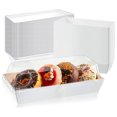 thumbnail image 1 of Paquete de 50 cajas de papel con tapas transparentes, envases de comida desechables blancos, cajas de sándwich, cajas de panadería para rollo de pasteles, fresas, galletas, 1 of 4