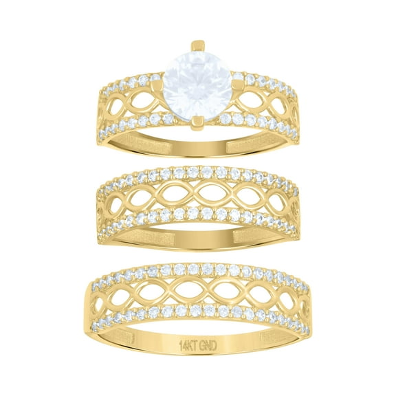 10kt 10k Yellow Gold Womens Cubic-Zirconia Trio Ring Set