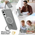 thumbnail image 3 of Asuwish Phone Case for Samsung Galaxy S25 Edge 5G Tempered Glass Screen Protector Magnetic Folding Stand Frosted Translucent Rugged Shockproof Protective Cell Cover S25Edge 6.66 2025 Women Men Grey, 3 of 7