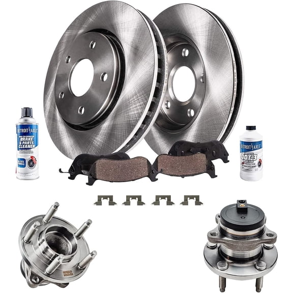 Detroit Axle - Rear Disc Brake Rotors and Ceramic Brake Pads Wheel Hub & Bearings Replacement for 2007-2008 Ford Edge Lincoln MKX - 8pc Set