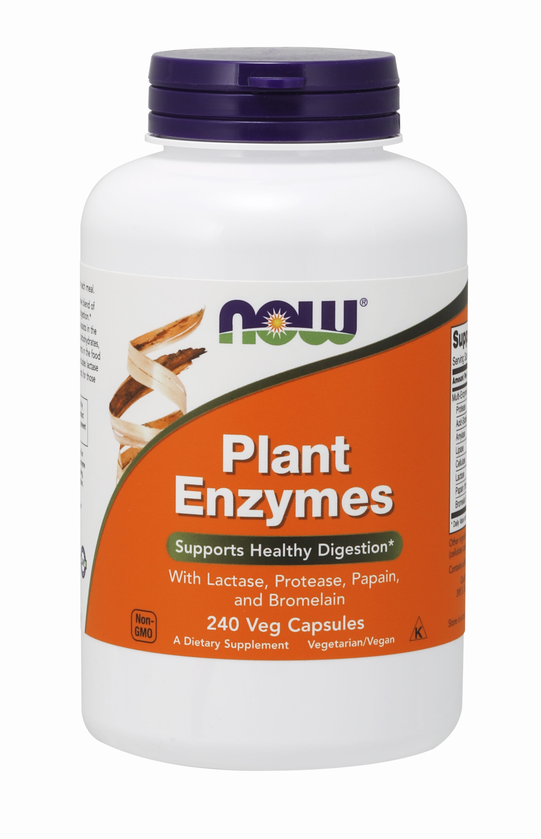 NOW Supplements, Plant Enzymes with Lactase, Protease, Papain and Bromelain, 240 Veg Capsules
