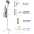 thumbnail image 2 of Coat Rack, Solid Wood Coat Stand, Free Standing Hall Coat Tree with 10 Hooks, White, 2 of 11