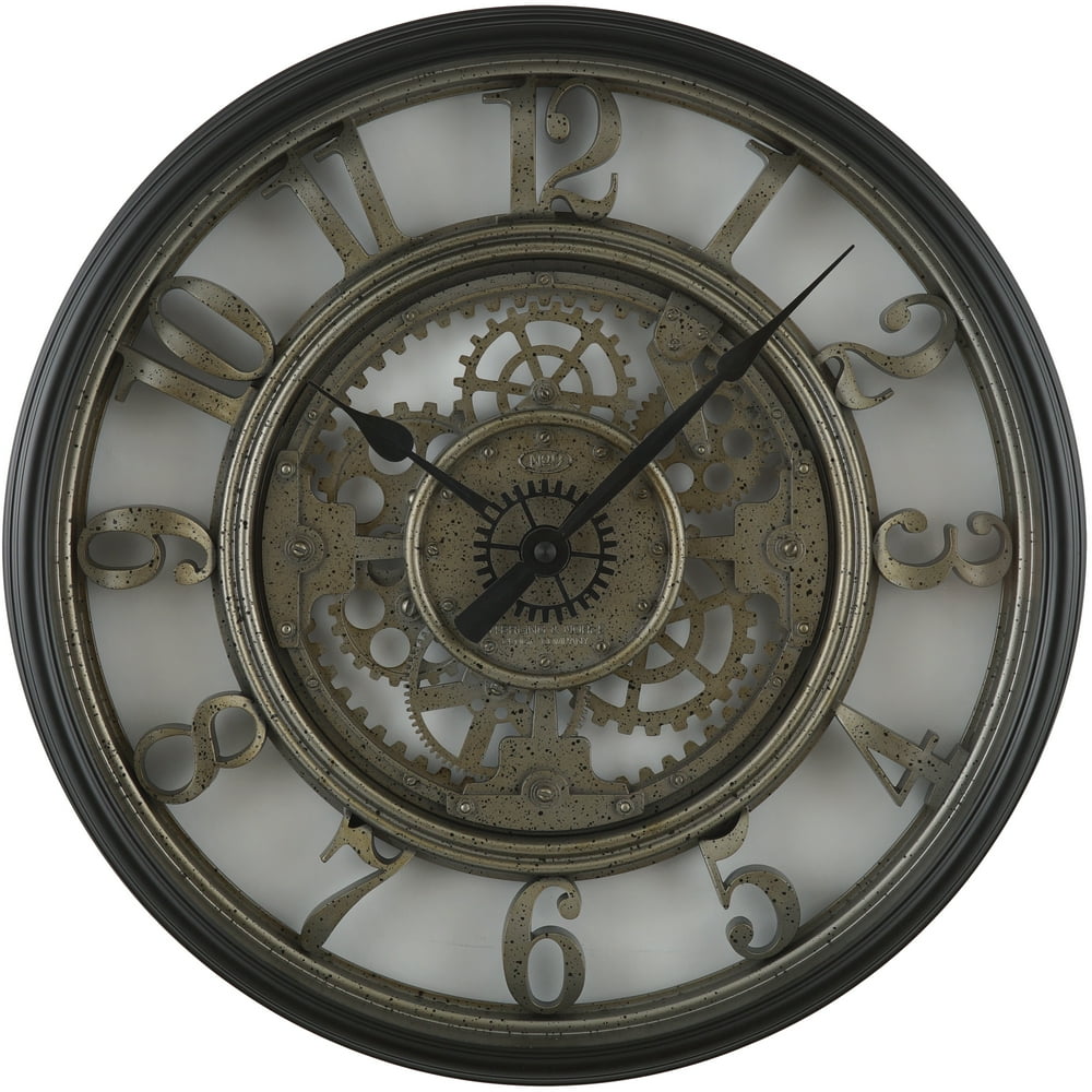Better Homes and Gardens 20" Rustic Metal Arabic Moving Gear Wall Clock