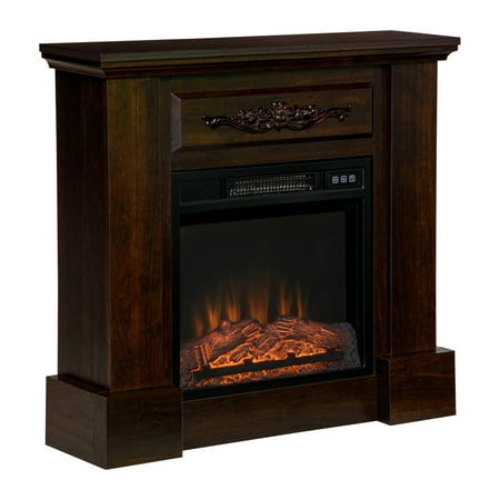 

Dcenta Electric Fireplace with Wood Mantel Freestanding Firebox Brown