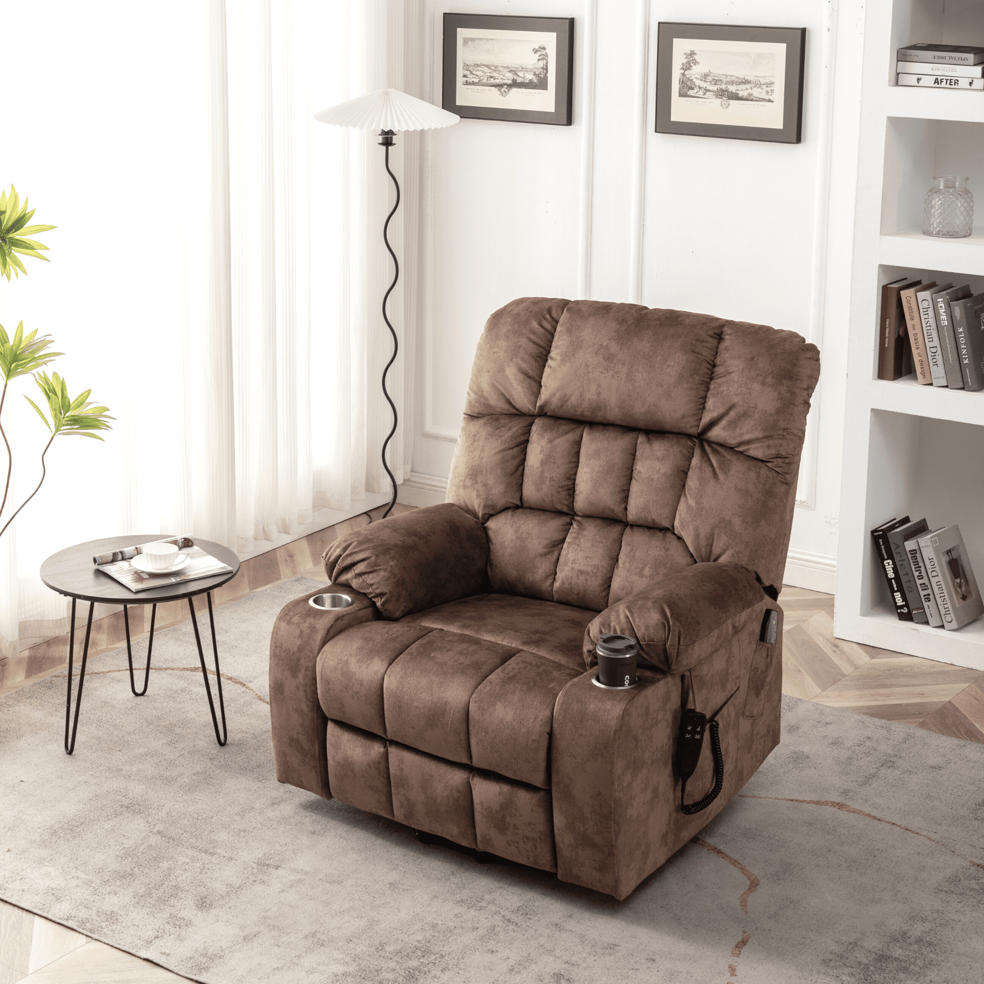 JUUXO Oversized Lift Chair Lay Flat Recliner, Large Power Lift Chair for Elderly, Extra Wide Heated Massage Chair for Big and Tall in 25.6" Seat Width, 400 lbs