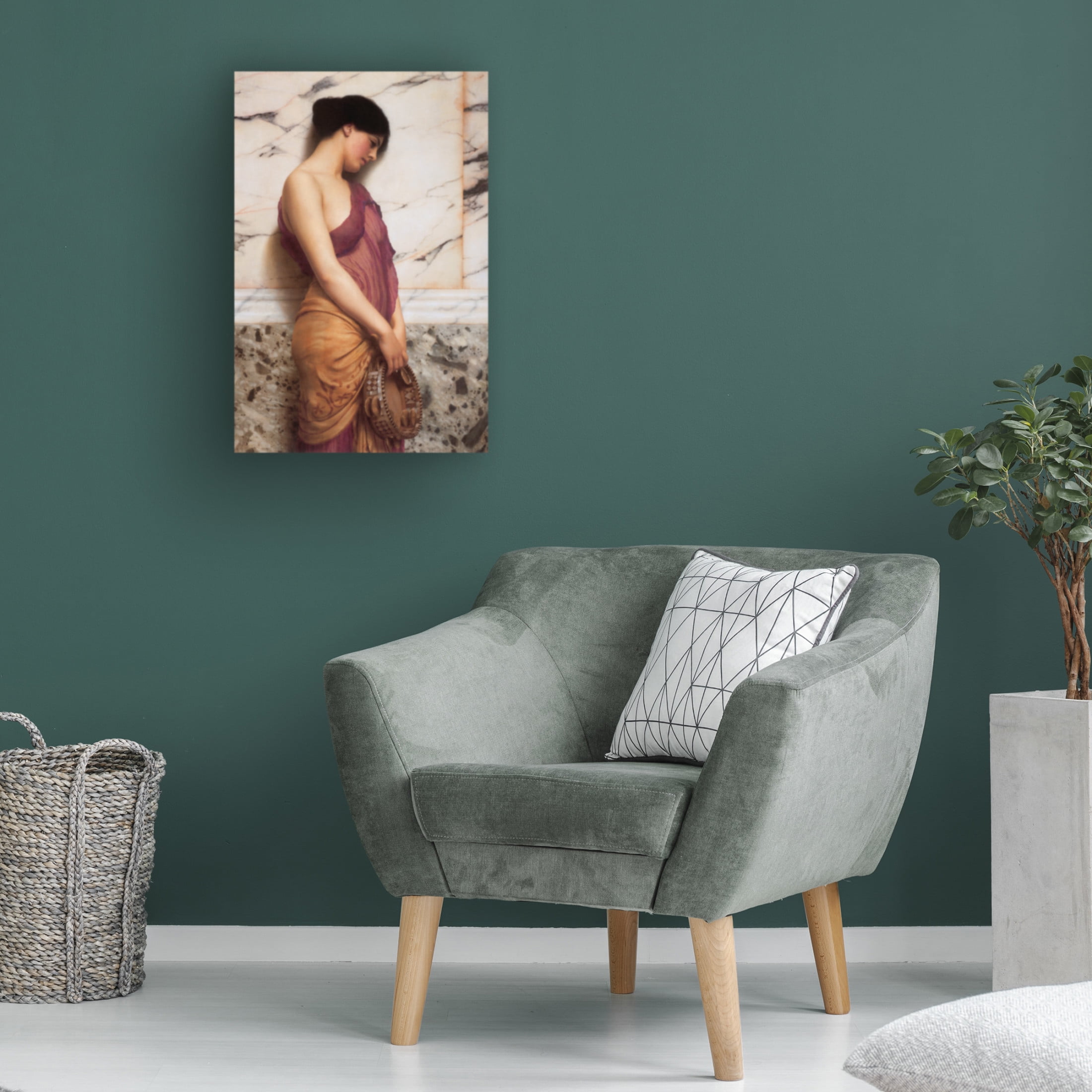 Canvas Wall Art - Masters Collection 'The Tambourine Girl John William Godward' Wall Art for Living Room, Bedroom, or Office Décor by Trademark Fine Art - 12 x 19 Inches