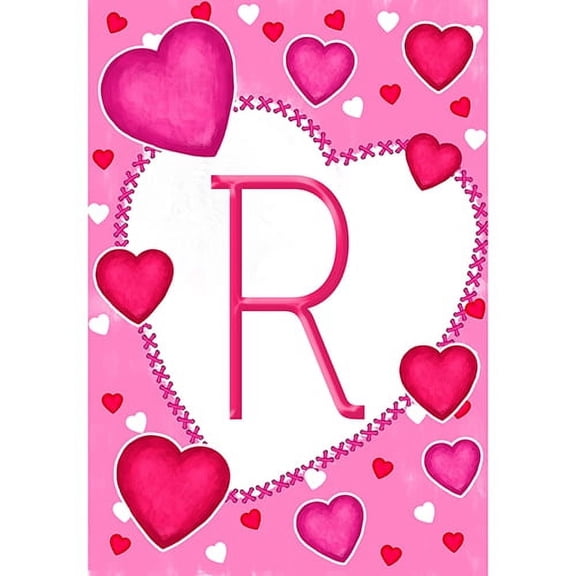 America Forever Flags Monogram Letter R Garden Flag - Happy Valentine's Day - 12.5 x 18 Inches, Holiday Love Hearts Valentine Flag, Seasonal Yard Outdoor Decorative Double Sided Flag