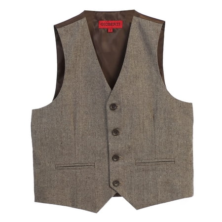 Gioberti - Gioberti Boy's Tweed Plaid Formal Suit Vest - Walmart.com