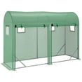 thumbnail image 2 of Outsunny 10' x 3' x 7' Tunnel Greenhouse Outdoor Walk-In Hot House with Roll-up Windows and Zippered Door, Steel Frame, PE Cover, Green, 2 of 9