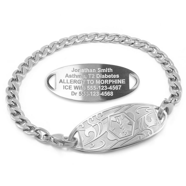 MedicEngraved Stainless Steel Custom Medical Alert Bracelet - 5mm Curb Link