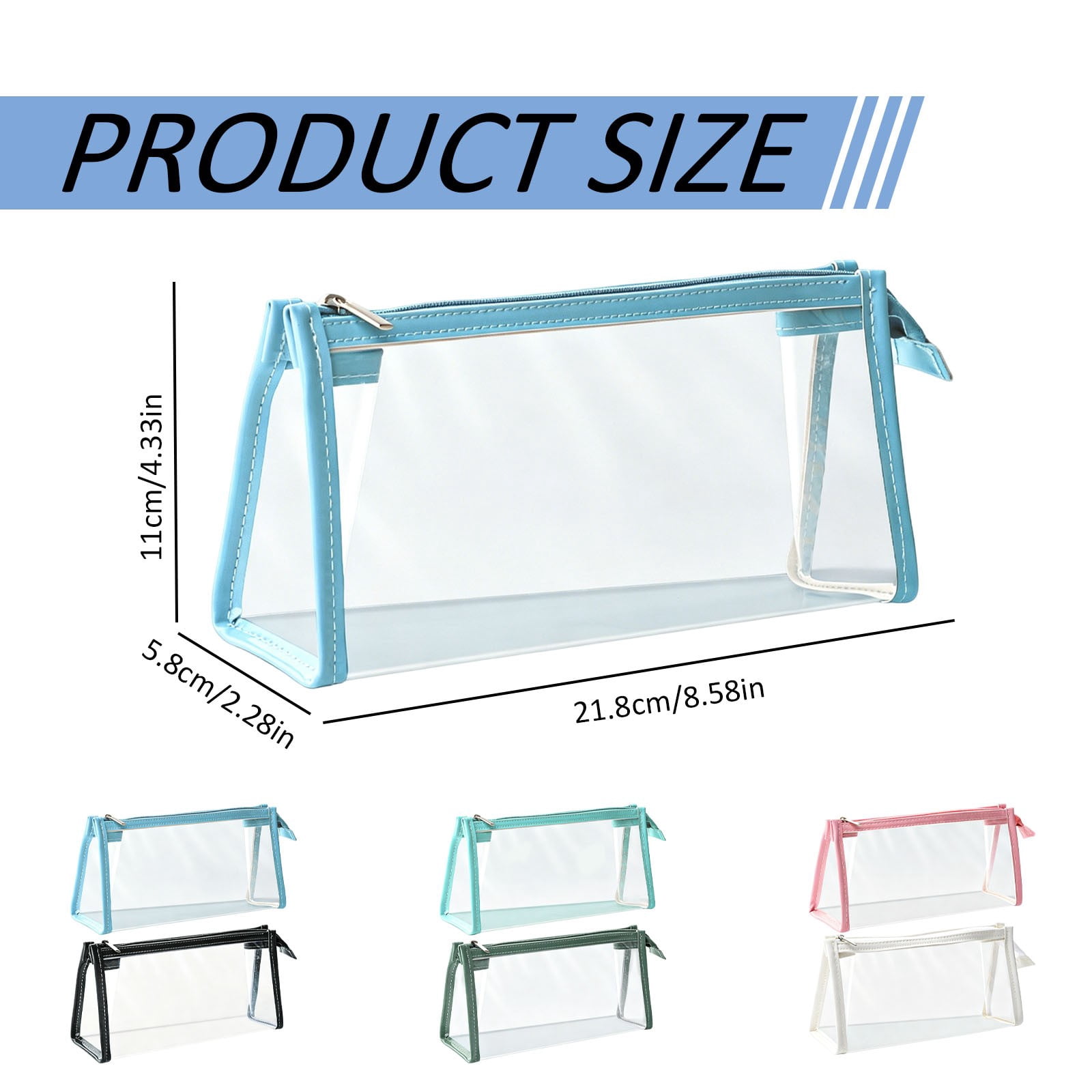 1 PCS Pencil Cases Pen Pouch Clear Transparent Marker Pouch with Zipper,Exam Pencil Storage Bag Travel Cosmetic Makeup Bag,Stationery Toiletries Organizer for Students Adults Teen(Mint Green)