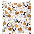 thumbnail image 1 of Manta de Halloween, manta de forro polar con diseño de bruja, calabaza y murciélago para Halloween, para mujer, manta de franela para el hogar, sala de estar, sofá, cama, silla o dormitorio, 60 x 50, 1 of 7