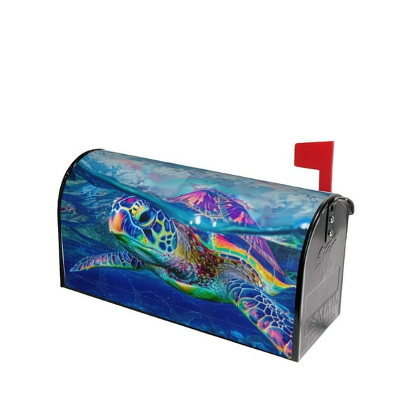 PHELIKA Colorful Sea Turtle Blue Ocean 01 Magnetic Mailbox Covers Post Letter Box Cover Standard Size 21"H x 18"W