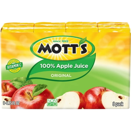 (4 Pack) Mott's 100% Original Apple Juice, 6.75 fl oz, 8 (Best Apple Juice For Kids)