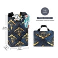 thumbnail image 2 of Yayeee Freestanding Laundry Hamper with Handle Collapsible Large Storage Basket for Clothes, Blue Art Pattern, 2 of 7