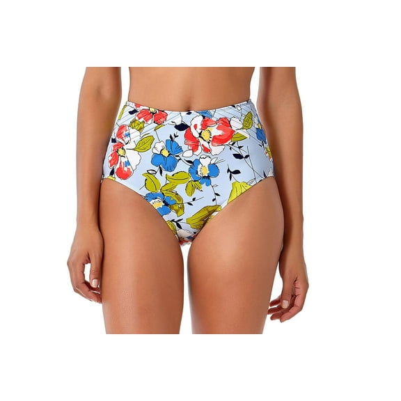 Anne Cole Womens Brigitte Quilted High Waist Bikini Bottom (Blue Floral,X-Small)