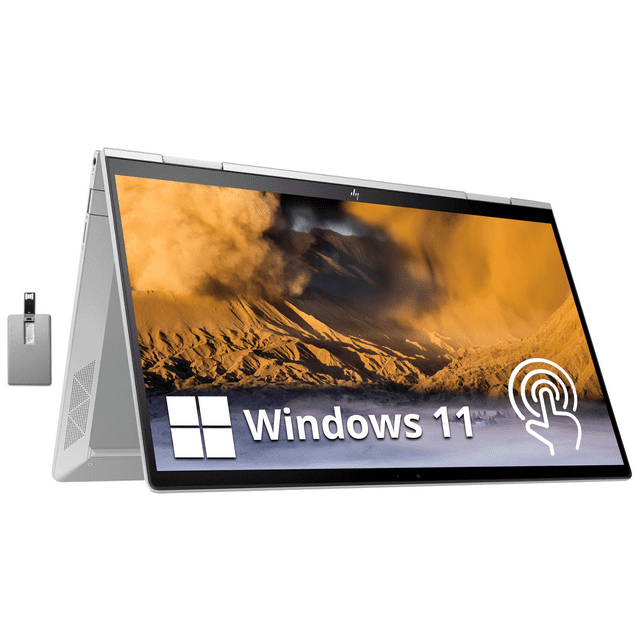 HP Envy x360 2-in-1 13.3" FHD Touchscreen Laptop, Intel Core i5-1135G7, 8GB RAM, 1TB PCIe SSD, Backlit Keyboard, Fingerprint Reader, Intel Iris Xe Graphics, Windows 11, Silver, 32GB Hotface USB Card