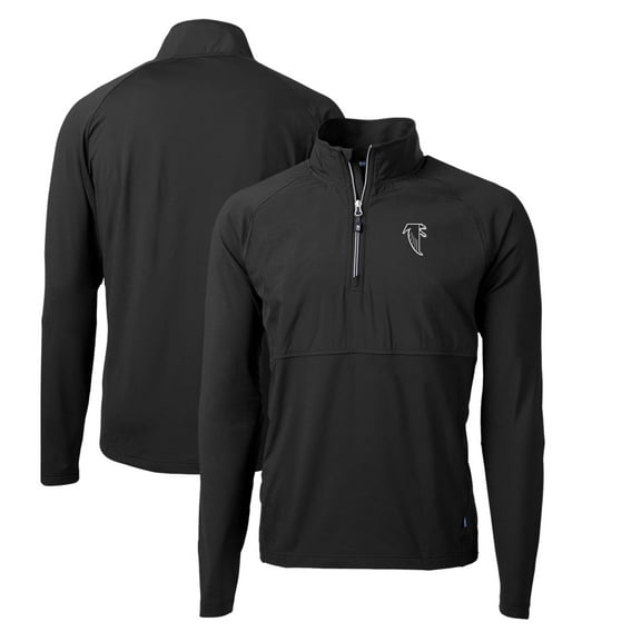 Men's Cutter & Buck Black Atlanta Falcons Adapt Eco Knit Hybrid Recycled Quarter-Zip Throwback Pullover Top