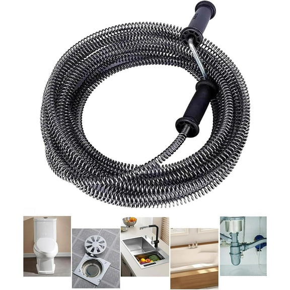 Drain Cleaning Cable, Hollow Core Cable, Sewer Cable, Drain Auger Cable Cleaner, Snake Clog Pipe Drain Cleaning Cable with Extra Strong Handle, Sewer Drain Auger Snake Pipe (50 Feet x 1/2 Inch)