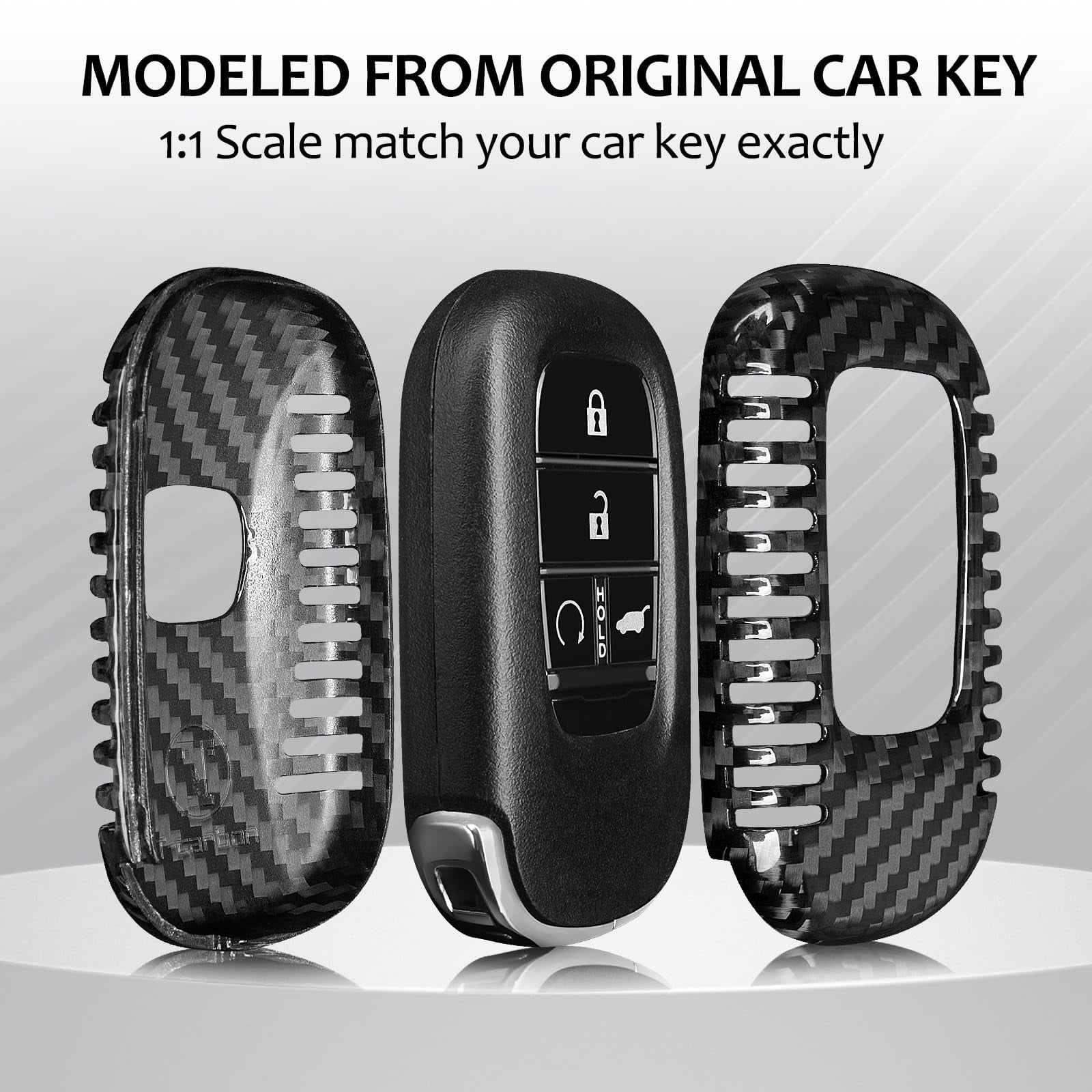 Key Fob Cover Compatible with Honda,Real Carbon Fiber Key Fob Case fits for Honda Civic Type R Key Shell fits for Accord Civic HR-V CR-V Pilot Sport SI EX EX-L Accessories 2023 2024