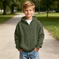 thumbnail image 5 of KyCheLot Boys Hoodie Quarter Zip Long Sleeve Textured Sweatshirt Fashion School day Activewear for Boys Age 3-14, 5 of 9