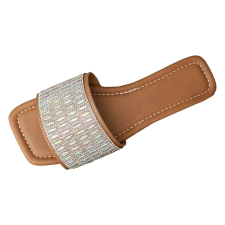 

Women Sandals Fashionable New Pattern Water Diamond Decoration Open Toe Breathable And Comfortable Non Slip Beach Casual Shoes