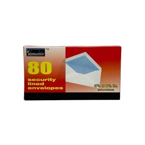 Homework 80 Security Lined Envelopes 3 5/8 x 6 1/2 in.