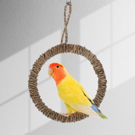 BESTYASH 1Set Khaki Bird Ring Swing for Parrot Cage Decorative Climbing Bird Hammock Stand